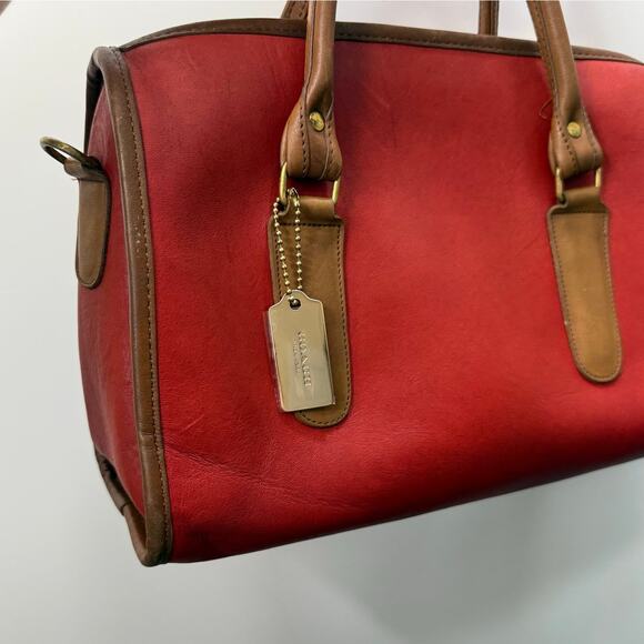 Coach Vintage Madison Satchel Handbag Doctor's Bag Red/Brown USA Made - Picture 13 of 13